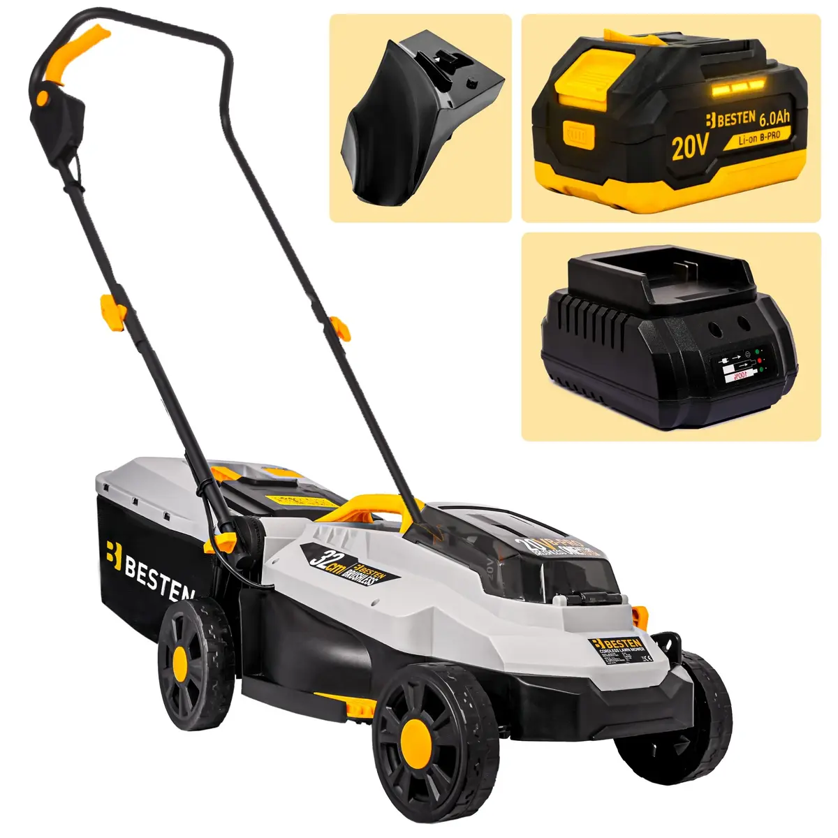 Kosiarka akumulatorowa BESTEN BE0002908 - zawartość zestawu